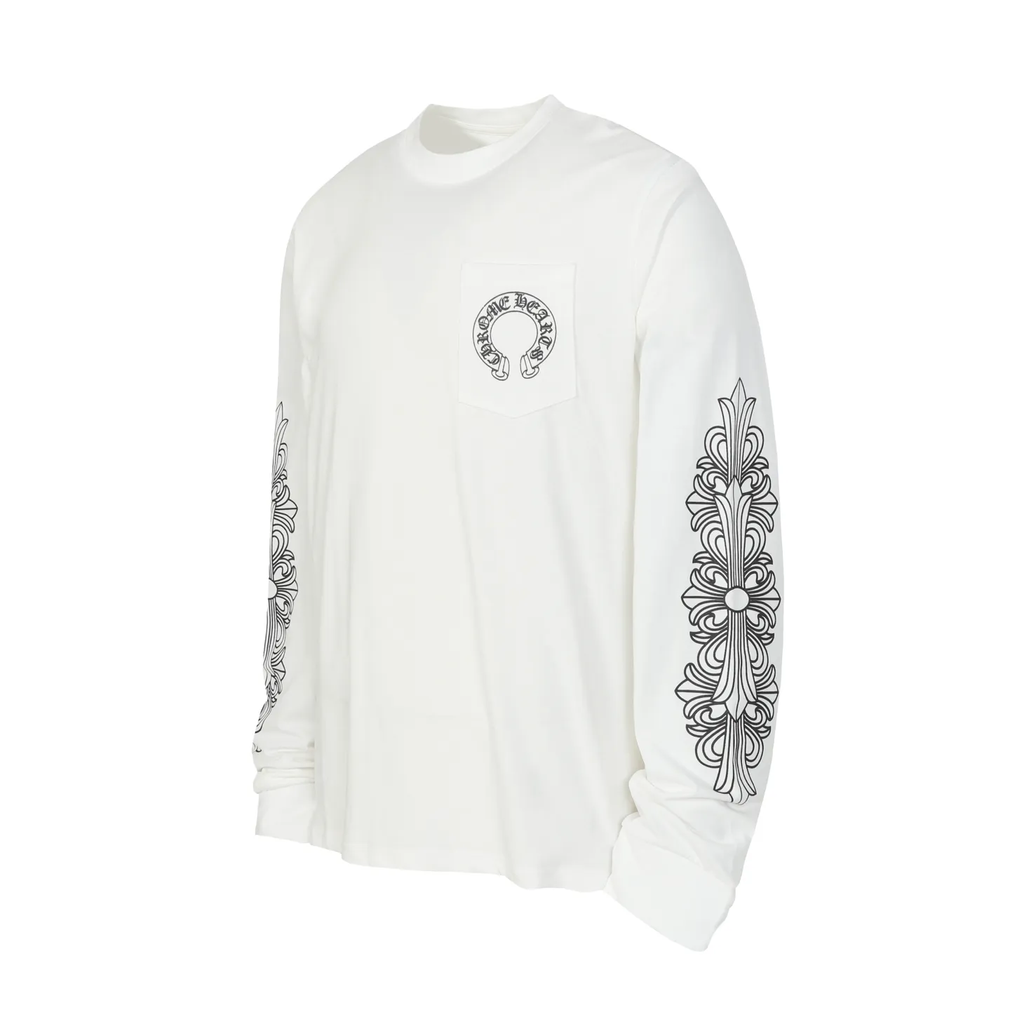 P150 cross-border model, please do not place an order if you pursue perfection -Chrome Hearts/Chrome Hearts 23ss scroll horseshoe Sanskrit printed popular long-sleeved T-shirt -High weight, high density and high quality, soft, delicate and skin-friendly wool, soft and silky to the touch, excellent warmth and skin-friendly properties -Customized weaving and dyeing, no color difference, no matter the fabric or workmanship details, beat the ordinary version on the market -Colour: black white -Size: S M L XL